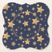 Blue Gold Star Elegant  Classic Christmas Kartonnen Onderzetters (Voorkant)