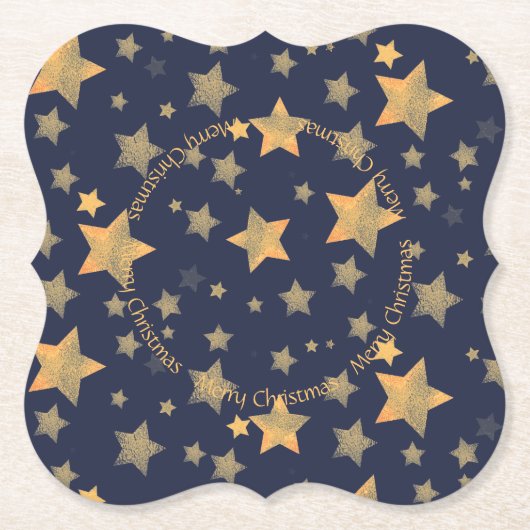 Blue Gold Star Elegant  Classic Christmas Kartonnen Onderzetters (Voorkant)