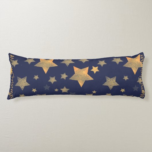 Blue Gold Star Elegant  Classic Christmas Lichaamskussen (Voorkant)