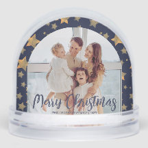 Blue Gold Star Familiefoto Vrolijk Kerstfeest