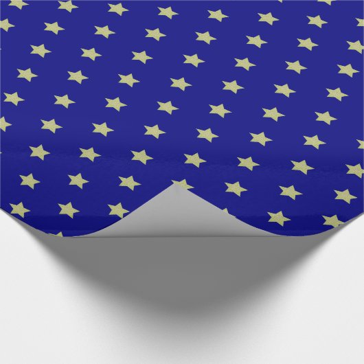 Blue & Gold Star Pattern Cadeaupapier (Hoek)