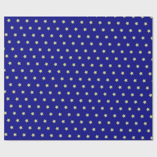 Blue & Gold Star Pattern Cadeaupapier (Vlak)