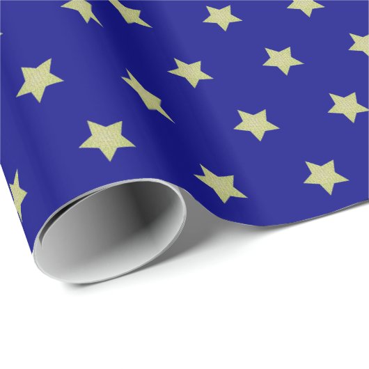 Blue & Gold Star Pattern  Cadeaupapier (Rol Hoek)