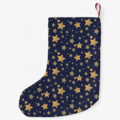 Blue Gold Star Pattern Retro  Vakantie Xmas Kleine Kerstsok (Achterkant)