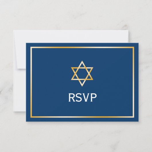 Blue Gold Star van David Bar Mitzvah RSVP (Voorkant)