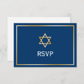 Blue Gold Star van David Bar Mitzvah RSVP (Voorkant / Achterkant)