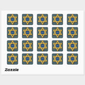 Blue Gold Star van David Hebrew Happy Purim Vierkante Sticker (Vel)
