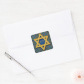 Blue Gold Star van David Hebrew Happy Purim Vierkante Sticker (Envelop)