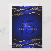 Blue & Gold Stardust Quinceañera Uitnodiging (Voorkant)