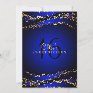 Blue & Gold Stardust | Sweet 16 Uitnodiging