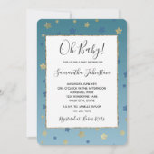 Blue Gold Stars Aqua Baby shower Kaart (Voorkant)