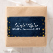 Blue Gold Stars Celestial Starry Sky Party Etiket (Insitu)