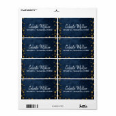 Blue Gold Stars Celestial Starry Sky Party Etiket (Full Sheet)