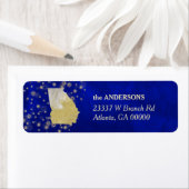 Blue Gold Stars Georgia Retouradres Etiket (Insitu)