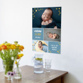 Blue Gold Stars Welkom Baby Foto Collage Folie Afdrukken (Laag (Keuken))