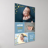 Blue Gold Stars Welkom Baby Foto Collage Folie Afdrukken (Laagn)