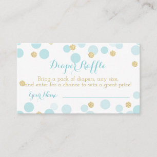 Blue Gold Stippen Baby shower Diaper Raffle Ticket Informatiekaartje