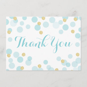 Blue Gold Stippen Baby shower Hartelijk dank Bedankkaart