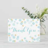 Blue Gold Stippen Baby shower Hartelijk dank Bedankkaart (Staand voorkant)