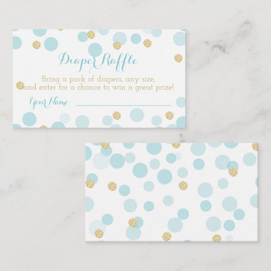 Blue Gold Stippen Baby shower Luier Raffle Ticket Informatiekaartje (Voorkant / Achterkant)