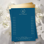 Blue Gold Stripe Monogramm Circle Flyer<br><div class="desc">Elegant,  blauw,  goudstreep,  cirkel,  monogramme flyer.Er is geen glans of textuur. Bewerk je product in minuten door je gegevens in te voeren. U kunt het lettertype,  de kleur en de positie wijzigen door "meer aan te passen".</div>