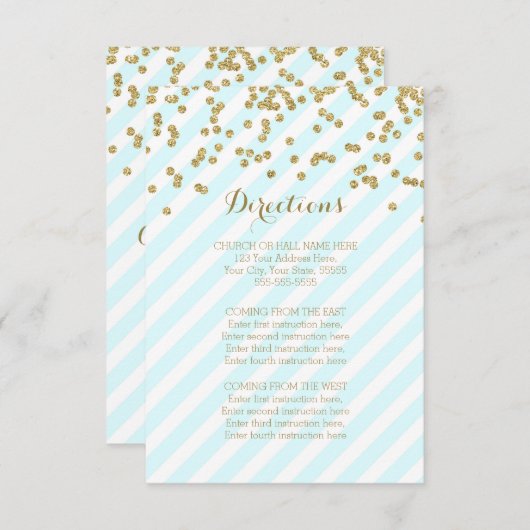 Blue Gold Stripes Trouwrichting Kaarten (Voorkant / Achterkant)