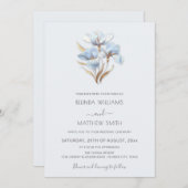 Blue Gold  Styleized Flowers Minimalist Kaart (Voorkant / Achterkant)