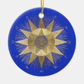 Blue Gold Sun Celestial viering Keramisch Ornament (Voorkant)