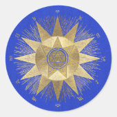 Blue Gold Sun Celestial viering Ronde Sticker (Voorkant)