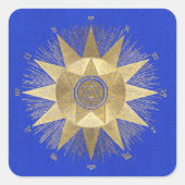 Blue Gold Sun Celestial viering Vierkante Sticker (Voorkant)