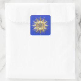 Blue Gold Sun Celestial viering Vierkante Sticker