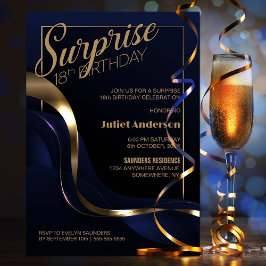 Blue Gold Surprise 18e verjaardag Kaart