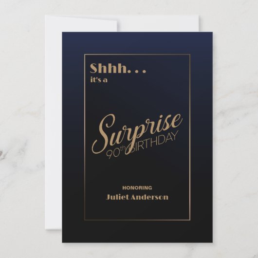 Blue Gold Surprise 90ste verjaardag Kaart (Achterkant)