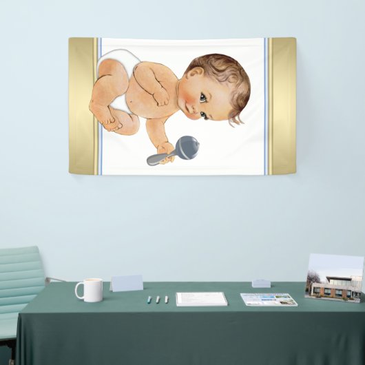 Blue Gold Sweet Boy Baby shower Spandoek (Beurs)