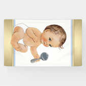 Blue Gold Sweet Boy Baby shower Spandoek (Horizontaal)
