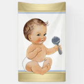 Blue Gold Sweet Boy Baby shower Spandoek (Verticaal)