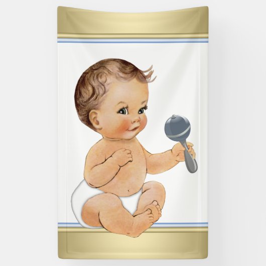 Blue Gold Sweet Boy Baby shower Spandoek (Verticaal)