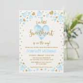 Blue Gold Sweetheart Valentijnse Baby shower Kaart (Staand voorkant)