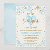 Blue Gold Sweetheart Valentijnse Baby shower Kaart (Voorkant / Achterkant)