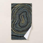 Blue Gold Swirl Glam Art Bad Handdoek (Handdoek)
