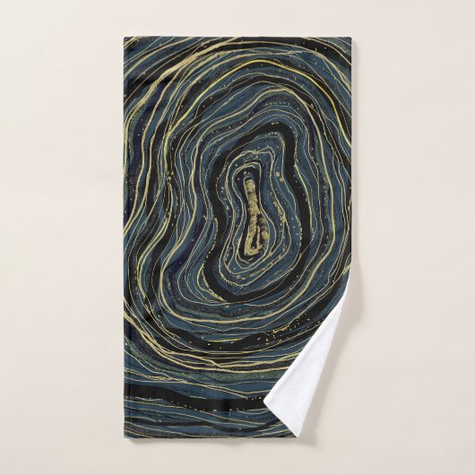 Blue Gold Swirl Glam Art Bad Handdoek (Handdoek)