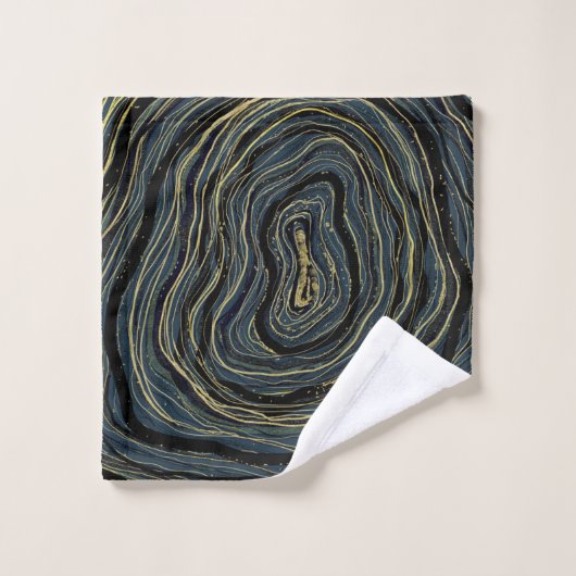 Blue Gold Swirl Glam Art Bad Handdoek (Wasdoekje)
