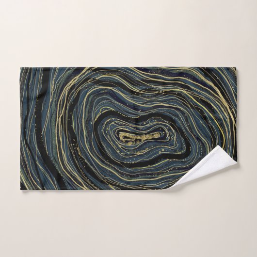 Blue Gold Swirl Glam Art Bad Handdoek (Handdoek)