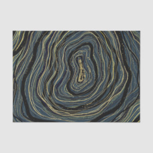 Blue Gold Swirl Glam Art Birthday Party Tissuepapier