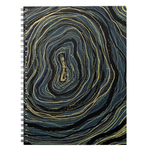 Blue Gold Swirl Glam Art Dream Journal Planner Notitieboek (Voorkant)