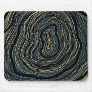Blue Gold Swirl Glam Art Muismat