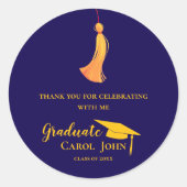 Blue Gold Tassel 2025 Afstuderen Bedankt Ronde Sticker (Voorkant)