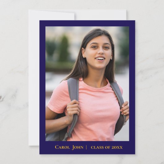 Blue Gold Tassel Schattigee foto 2025 Afstudeerfee Kaart (Achterkant)