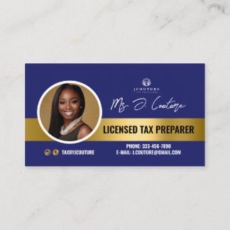 Blue & Gold Tax Preparer Boekhouding Visitekaartje