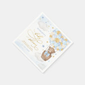 Blue Gold Teddy Bear Hot Air Ballon Baby Boy Servet (Hoek)